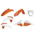 KIT PLÁSTICOS POLISPORT RESTYLING KTM EXC/EXC-F/XC-W/XCF-W 14/16 (GUARDA LAMAS DA FRENTE E PORTA FAROL 17/19) - OEM COLOR