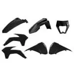 KIT PLÁSTICOS POLISPORT RESTYLING KTM EXC/EXC-F/XC-W/XCF-W 14/16 (GUARDA LAMAS DA FRENTE E PORTA FAROL 17/19) - BLACK