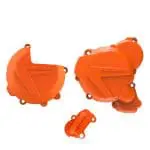 KIT PROTEÇÃO TAMPAS DO MOTOR POLISPORT KTM EXC/XC-W 250/300 17/23 HUSQVARNA TE 250/300 19/23 - ORANGE