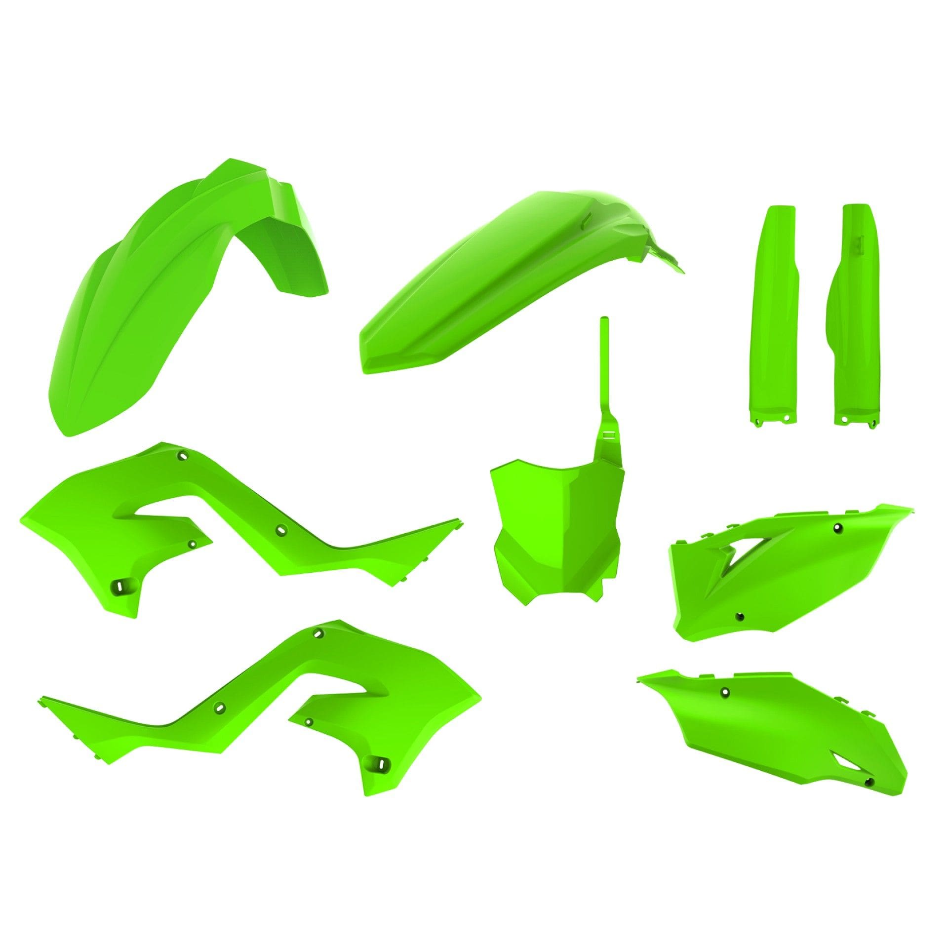 1731407066_493a6b357ee18b326338c8db720c534a KIT PLÁSTICOS POLISPORT RESTYLING KAWASAKI KX125/250 03/08 (DESIGN KX450 2022) - LIME GREEN - Image 1