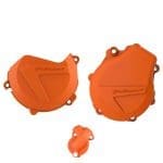 KIT PROTEÇÃO TAMPAS DO MOTOR POLISPORT KTM EXC-F/XCF-W 450/500 17/23 - ORANGE