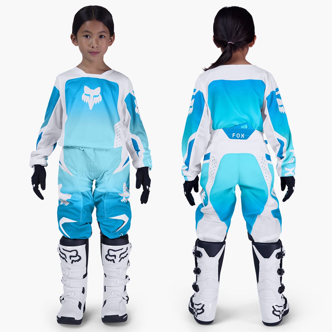 FoxRacing_MX26Gearsets_Youth_Girls180Shield_BlueWhite_PDP1 FATO FOX CRIANÇA 180 SHIELD - AZUL/BRANCO - Image 1
